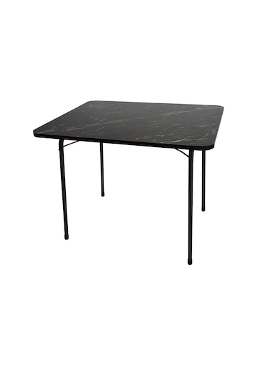 Bofigo Çam Desenli Katlanır Masa 60 x 80 CM - Siyah Ahşap