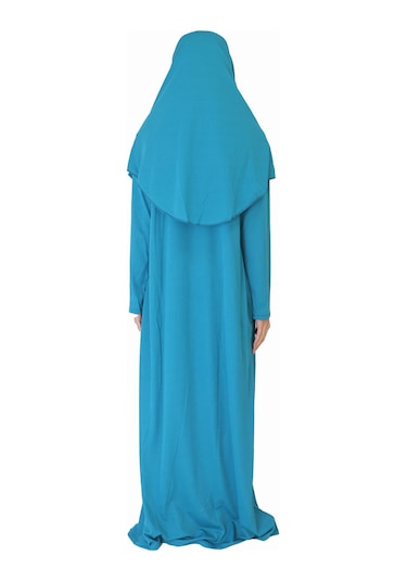 Turkuaz Fermuarsız Namaz Elbisesi Turkuaz