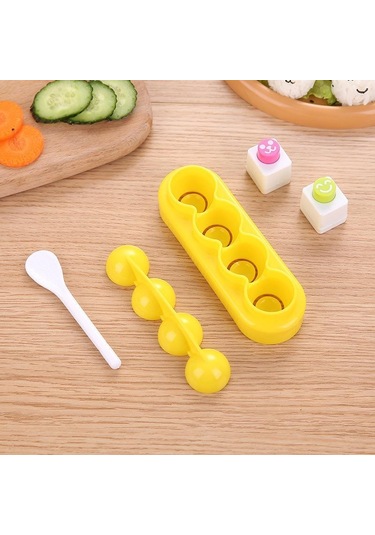 1 Set Pirinç Topu Kalıbı Top Şeklinde Suşi Kalıpları Kaşıklı Çalkalama Kalıbı Deniz Yosunu Kabartma Kalıbı Çocuklar İçin Kendin Yap Yemek Suşi Araçları Sarı