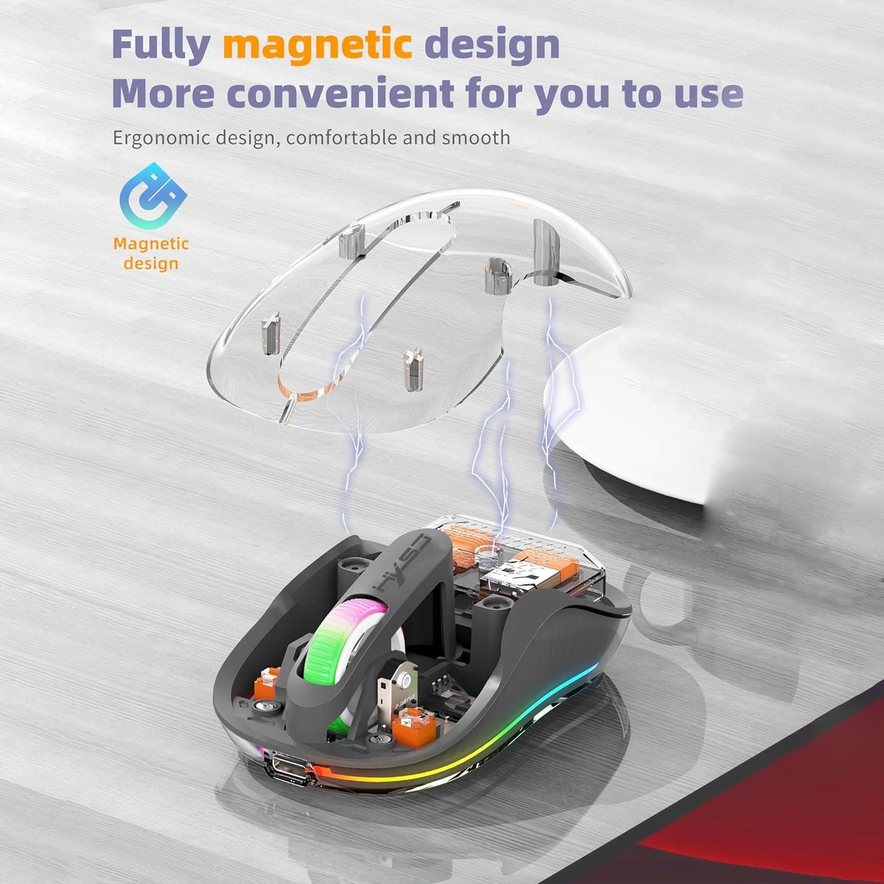 Sones Hxsj M333 Üç Modlu Şeffaf Kablosuz Fare Diğer