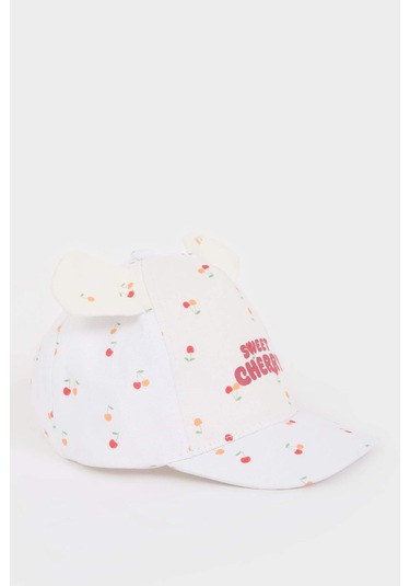 DeFacto Kız Bebek Baskılı Pamuklu Cap Şapka D8386A525SMWT1 Beyaz