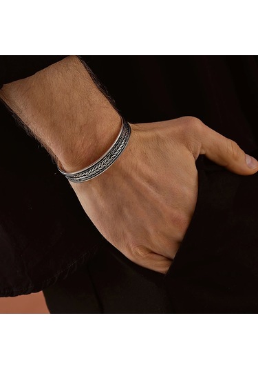 925 Ayar Gümüş Unısex Kelepçe Bileklik Gümüş