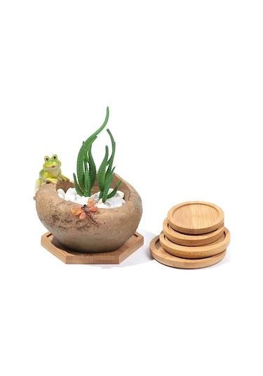 Round-9cm-pot Stander Ev Dekorasyon Succulents Bonsai Tutucu Yuvarlak Kare Altıgen Dikdörtgen Saksı Tabanı Bambu Ahşap Tepsi