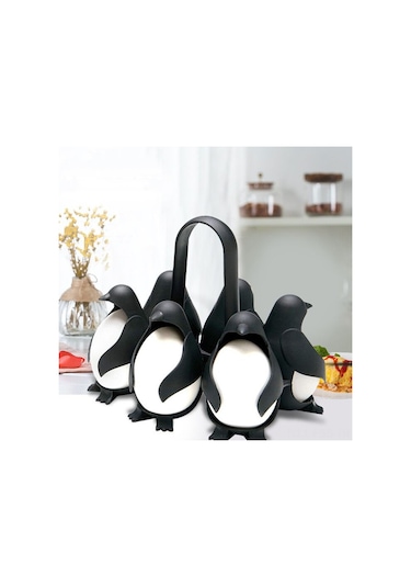 Hfambition Penguen Şekilli Çok Amaçlı Yumurta Saklama Ve Pişirme Ünitesi, Abs Malzeme, Siyah, Mutfak İçin Pratik Siyah