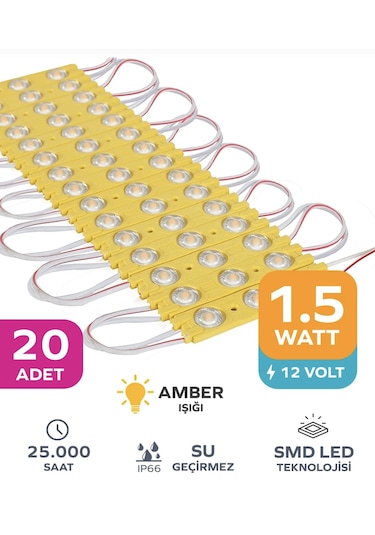 Point 3 Ledli Parmak Led Modül 1.5w 2835 Smd Mercekli 12v-20 Adet Sarı