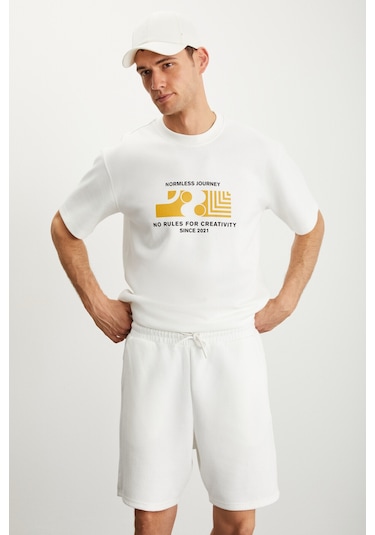 Grimelange RAMADANP009 Erkek 75% Pamuk 25% Polyester Ekru Şort