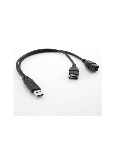 Usb Erkek - Çift Usb 3.0 Dişi Ekstra Güç Veri Y Uzatma Kablosu Hat Teli Konektörü Güç Kaynağı Mobil Cihazlar İçin