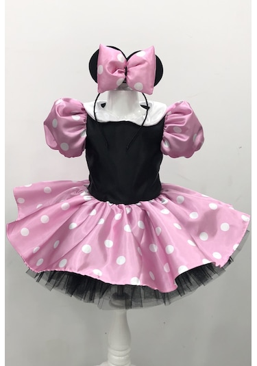 Minnie Mouse Kız Çocuk Pembe Doğumgünü Elbisesi&Parti Kostümü Pembe