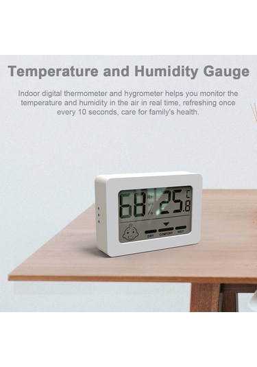 Jeehugo Siyah Mini Dijital Oda Sicaklık Nem Ölçer - Tahta/çift Taraflı Bant İle Montajlı, Dahili Cr2032 Pil