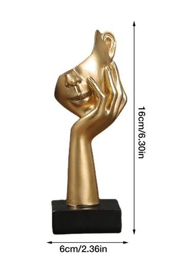 Yunboo Gold Rengli Düşünen Figür Maske Heykeli - Ev Ofis Dekorasyonu İçin Resin Sanat Eseri