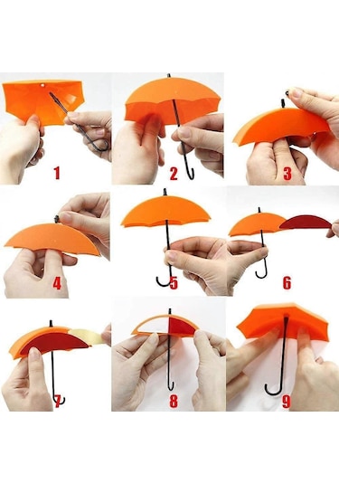 Anahtarlık Anahtar Askısı Duvar Anahtarı 6 Parça Renkli Şemsiye Duvar Askısı Duvar Anahtarlığı Anahtar Düzenleyici Hk Çok Renkli