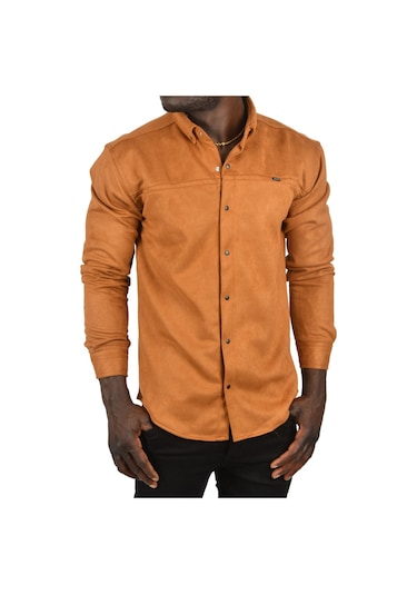 Deepsea Erkek Taba Çıtçıtlı Süet Gömlek 2500556 Taba