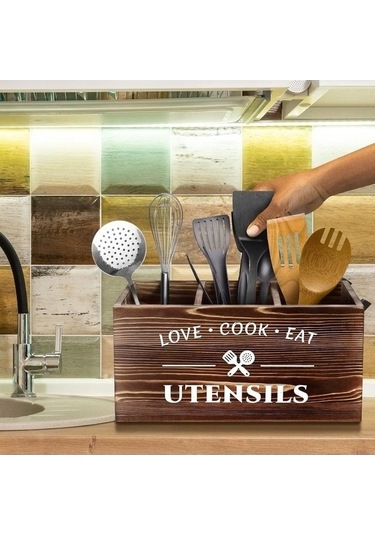 Tongxida Bosphorusboutique Mutfak Masa Kutusu Kaşık Kaplama Kahverengi Hqgoodstore Ev Depolama Çatal Bıçak Ao Ahşap Vh Kahvere Kahverengi