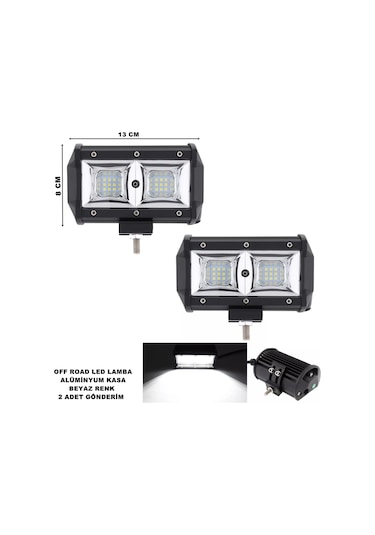 Off Road Power Led Lamba Beyaz Sabit Power Led 8 x 13 cm 2 Adet