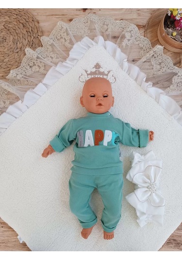 Yenidoğan Wool Yün Kumaş Taç Nakışlı Güpür Duvaklı Fiyonk Prizma Taş Unisex Kundak Bebek Battaniyesi Kahverengi Çok Renkli