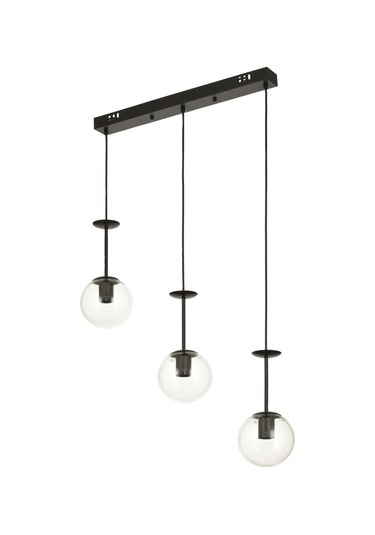 Pinza 3 Lü Yemek Masası Üstü Şeffaf Camlı Modern Sarkıt Avize - Siyah Siyah