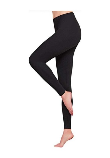 Kadın 2"li Siyah Modal Elastan Likralı Penye Uzun Tayt 2101 SiYAH