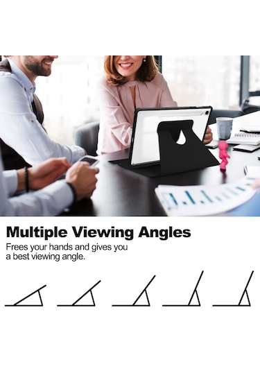 Samsung Galaxy Uyumlu Sekmesi İçin A9+ 360 Rotasyon Klavye İle Şeffaf Akıllı Deri Kılıf