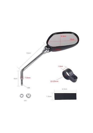 Bisiklet Ayna Reflektörlü Kelepçeli Siyah-Gri