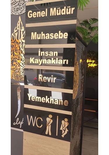 25x10 Cm Siyah Gold Pleksi Yönlendirme Tabelası 1 Adet