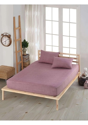 Lastiksiz Çift Kişilik Çarşaf Takımı 220x240 Çarşaf + 2 Yastık Kılıfı Gül Kurusu