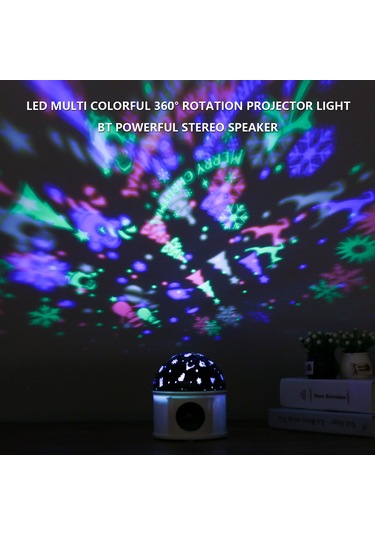Yuntech01 Led Yıldız Gökyüzü Ve Noel Projeksiyon Lambası - Bluetooth Hoparlörlü, Döner, Renkli Işık Efektleri, Akıllı Kontrol, Usb/pil Beslemeli