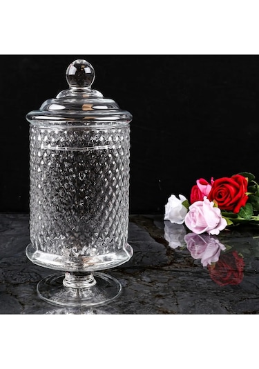 Çeyizci Çarşı 1 Adet Cam Ayaklı Drajelik 28cm Şeffaf