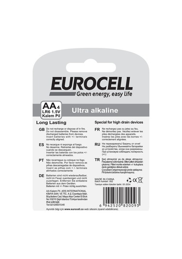 Eurocell- Aa4 Lr6 1.5 V Kalem Pil