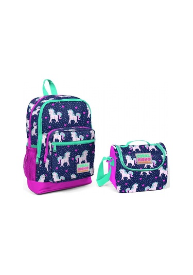 Coral High Kız Çocuk Unicorn Desenli İlkokul Çanta Seti - Usb Ve