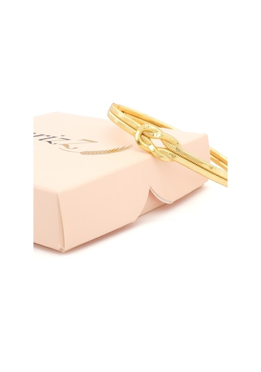 Altın Kaplama İmitasyon Aşk Düğümü Kelepçe Bileklik Blz-649 Altın