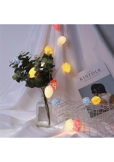 10lu Renkli Yumurta Şeklinde Dekoratif Dolama Led Aydınlatma - Ad89yt0072yu Renkli