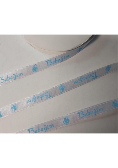 Kurdele Saten 10mt Bebeğim Beyaz-mavi Yazılı