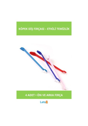 4 Adet Plastik Köpek Diş Fırçası Seti