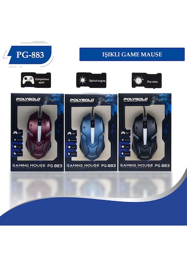 Owwotech Polygold OW-883 Işıklı Kablolu Oyuncu Mouse
