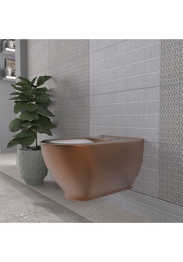 Lucco Garcia 53 CM Asma Klozet İçi Beyaz Dışı Bronz