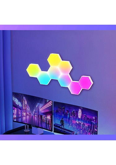 Yunboo 6'lı Set Led Hexagon Duvar Aydınlatması: Bluetooth+wi-fi Uyumlu, Müzik Rhytmi Ve Ses Kontrolü İle Oyuncu Odası Işık Paneli Diğer