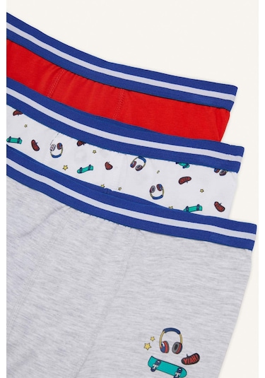 DeFacto Erkek Çocuk Desenli 3'lü Boxer E6878A825SPRD56 DeFacto Erkek Çocuk Desenli 3'lü Boxer E6878A825SPRD56