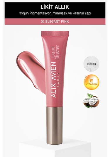 Alix Avien Yoğun Pigmentli E Vitaminli Mat Bitişli Kremsi Likit Allık - Liquid Blusher 02 Elegant Pink