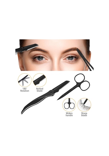 Valkyrie Deri Çantalı Kaş Usturalı Cımbız Seti Siyah 5'li