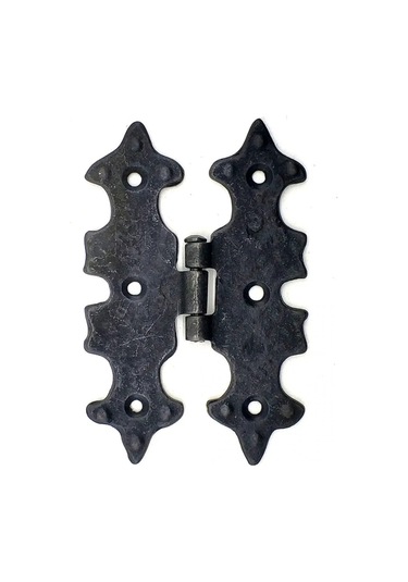 Antika Tarz Dekoratif Pirinç Lale Menteşe - 104x77 Mm, Oksit - 9064678673424ynt