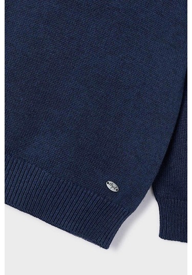 Erkek Çocuk Bisiklet Yaka Basic Triko Kazak - Lacivert Sarı