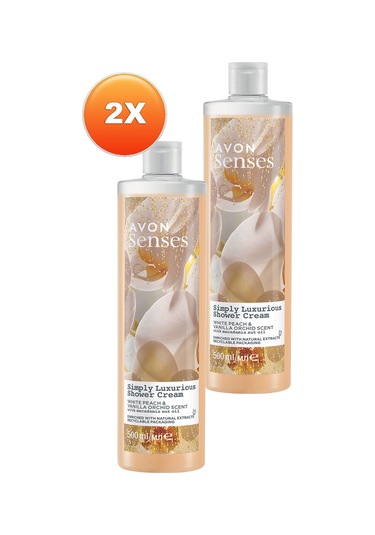 Avon Senses Simply Luxurious Beyaz Şeftali ve Vanilya Kokulu Krem Duş Jeli 2 x 500 ML