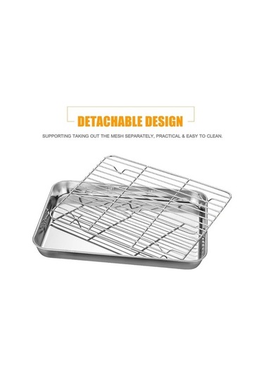 Trendooze Paslanmaz Çelik Izgara Tepsisi - Fırın & Barbekü Multifonksiyonlu Set