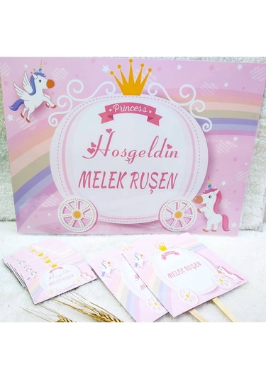 İsimli Hastane Odası Süsleme Seti Pembe