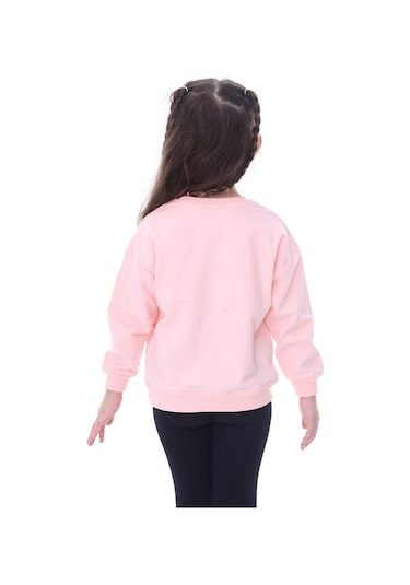 Zuzunga Basic Düz Renk Somon Fırçalı Yumuşak %100 Pamuk Sweatshirt Somon