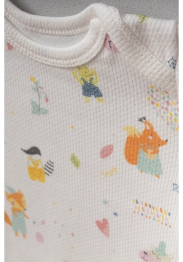 Bebitof Sevimli Tilki Ve Ayıcık Desenli 10 Parça Kutulu Yenidoğan Hastane Çıkışı Zıbın Seti Ekru