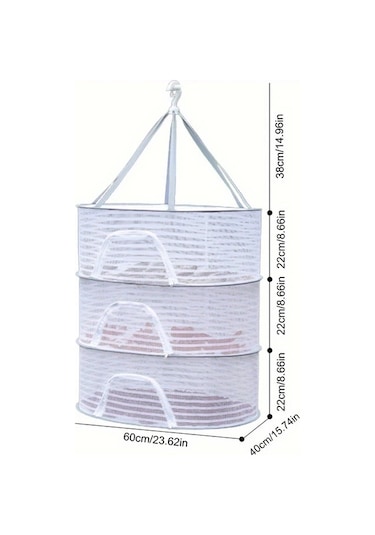 Elmpaly 1 Seviyeli Kapaklı Katlanır Gıda Kurutucu - Balık Sebze Meyve İçin Taşınabilir 3 Katlı Izgara Çerçeve Kampçılık Bahçe Kullanımı Gıda Sınıfı Polyester Ahşap