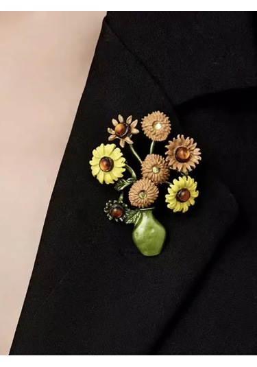 Especailly For You Van Gogh Güneşi Kadın Broş Van Gogh Güneşi İle Kadıbroş 191575013 Gri