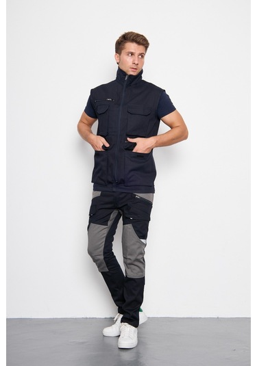 Orange Safety Lacivert Takım Mısır Harman Karışımı Yelek + Panto 001