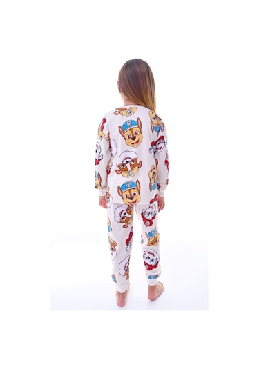 2'li Paw Patrol Ve Sevimli Sky Desenli Kız Çocuk Pijama Takımı Ekru